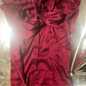 Express Vibrant Red Satin Top